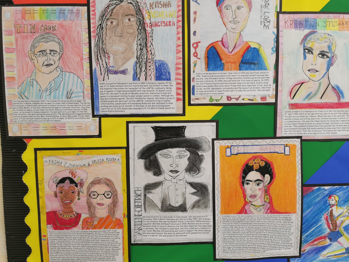 McInnesBruce's tweet photo. Our display celebrating #LGBTHM22, inspired by #QueerHeroes by @arabellesicardi and @sarahtanatjones. Glorious💜🏳️🌈 https://t.co/NMjXjhOmvU