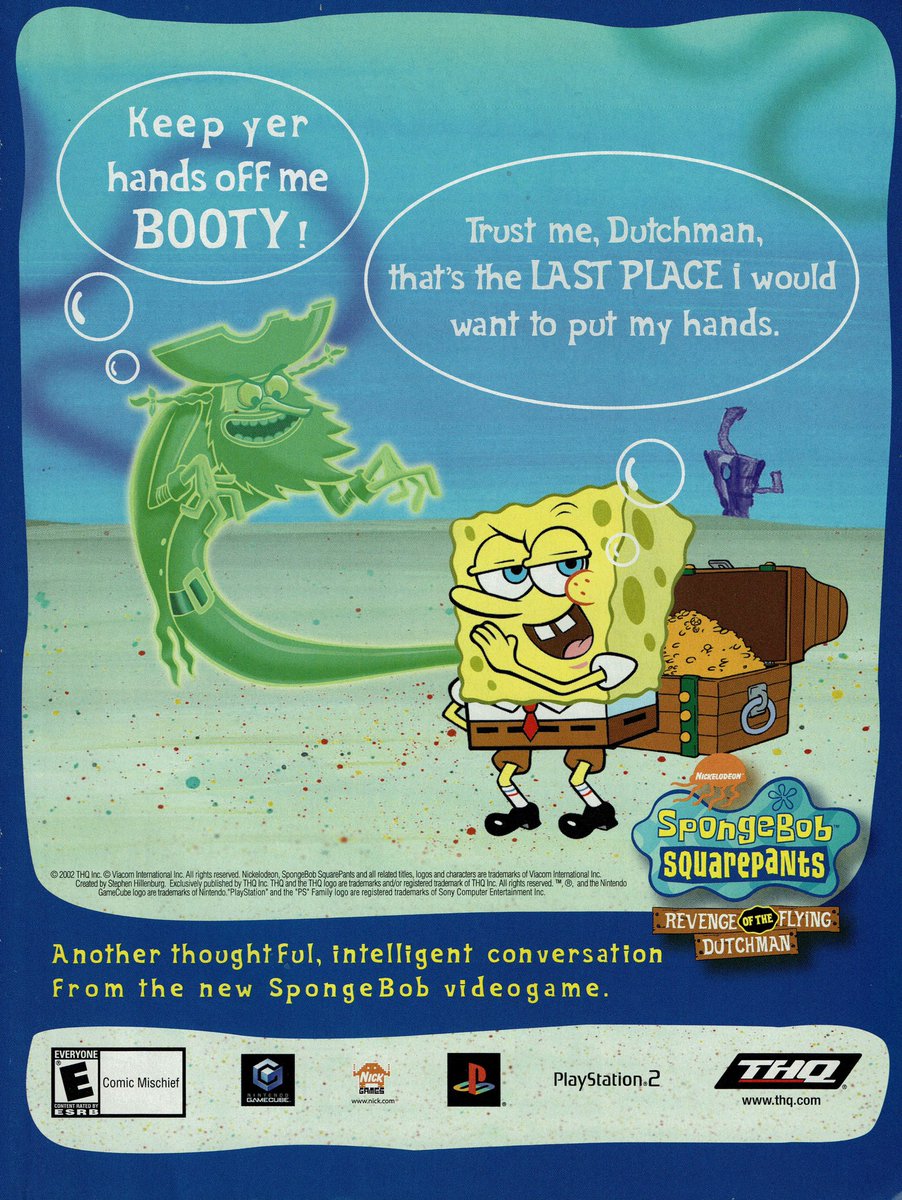 RT @VGArtAndTidbits: SpongeBob SquarePants: Revenge of the Flying Dutchman - PlayStation 2 / GameCube ad (2002). https://t.co/xhfi1wjqjV