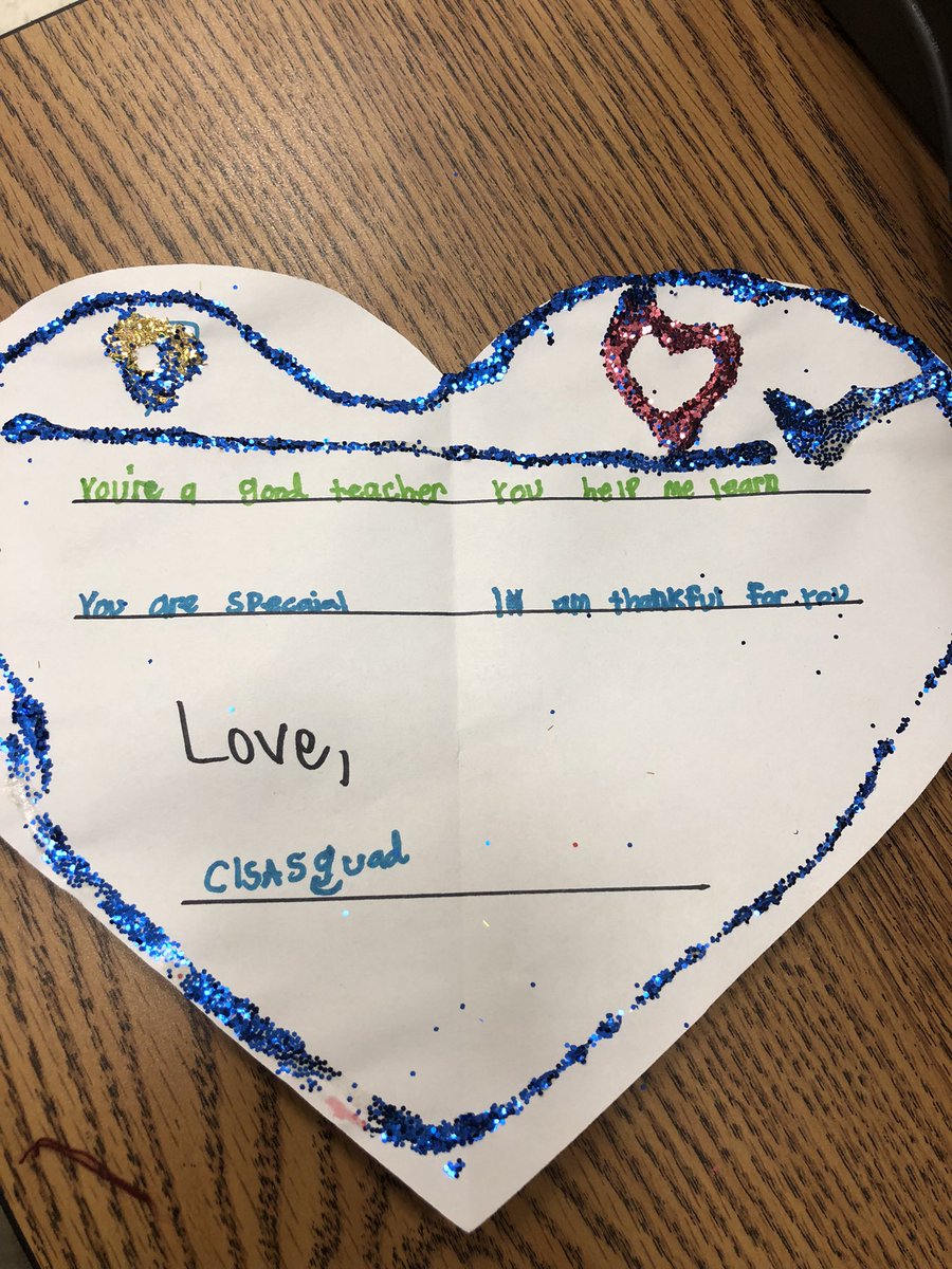 CFeldwood's tweet photo. How a simple literacy lesson turned into Teacher/Staff Appreciations on Valentine’s Day 💛💙 @CFeldwood appreciates each and every teacher/staff at the ‘Wood! @FeldwoodES https://t.co/fzq8rs11za