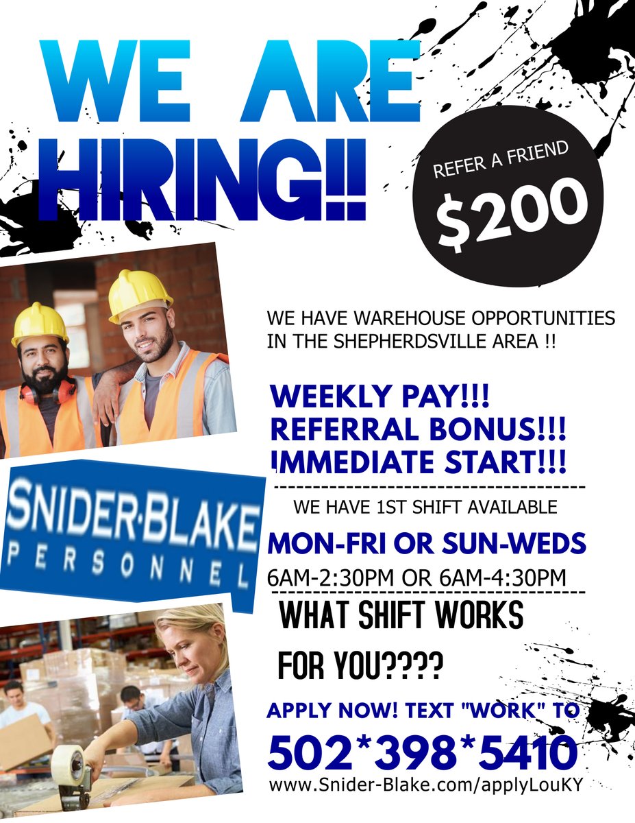 Pass on a job, get $200... Sounds like a win, win! 

Call us today: 502.398.5352