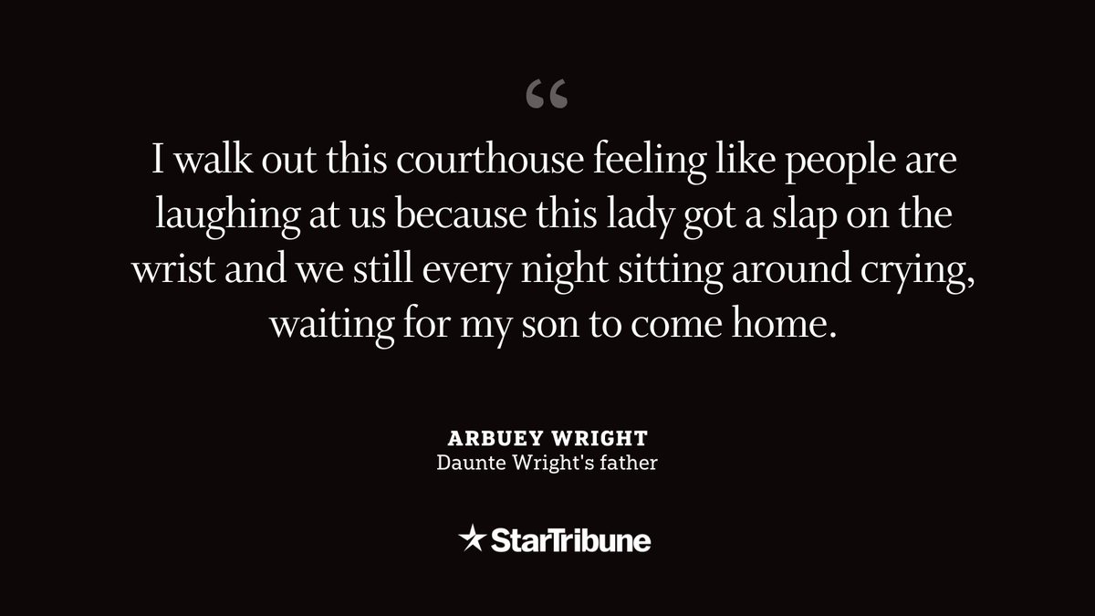 Daunte Wright's father, Arbuey Wright, said that he felt cheated and hurt. 

"We actually thought we was going to get a little justice." 

strib.mn/3LH6Oi5