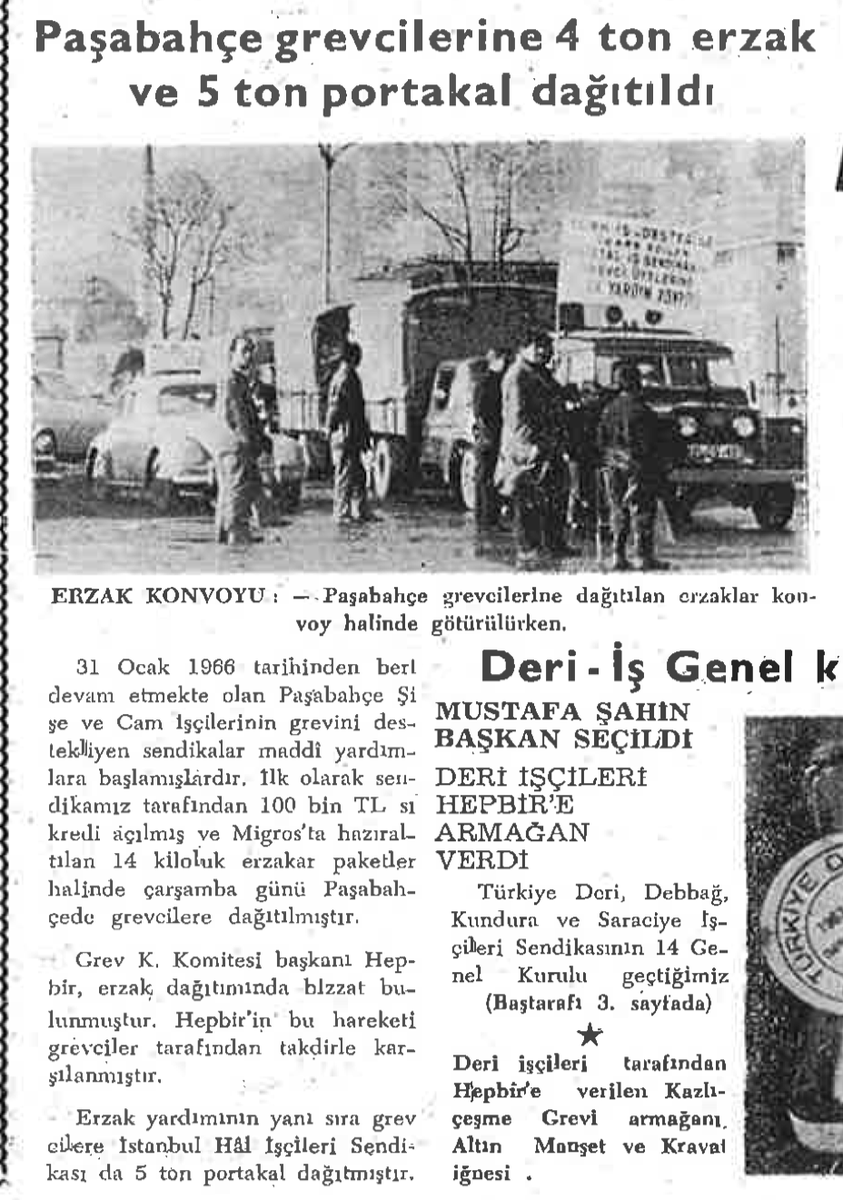 Migros adı emek tarihimizdeki örnek bir dayanışma eyleminde yer aldı. 66 Paşabahçe Grevi sürerken, <a href="/petrolis_merkez/">Petrol-İş Sendikası</a> tarafından Migros depolarında hazırlatılan erzak paketleri, üzerinde dayanışma sloganları bulunan kamyon konvoyuyla kent içinden geçirilerek grev yerine götürüldü.