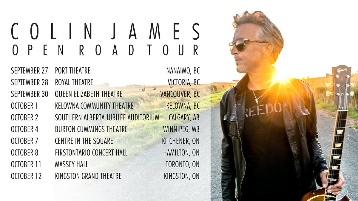 We are happy to share the rescheduled dates for the  Open Road Canadian Tour. Due to scheduling conflicts, we sadly couldn’t continue with a second show in Nanaimo, or the Edmonton show. Your local box office will be in touch with all the information you will need. Thanks folks!