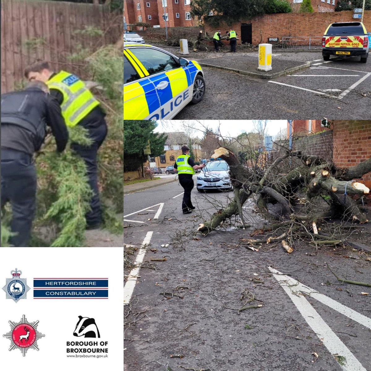 So I spent today cutting fallen trees around #Hoddesdon and #Broxbourne alongside <a href="/HertsPolice/">Herts Police</a>. Trying to keep the roads open during #Eunicestorm.