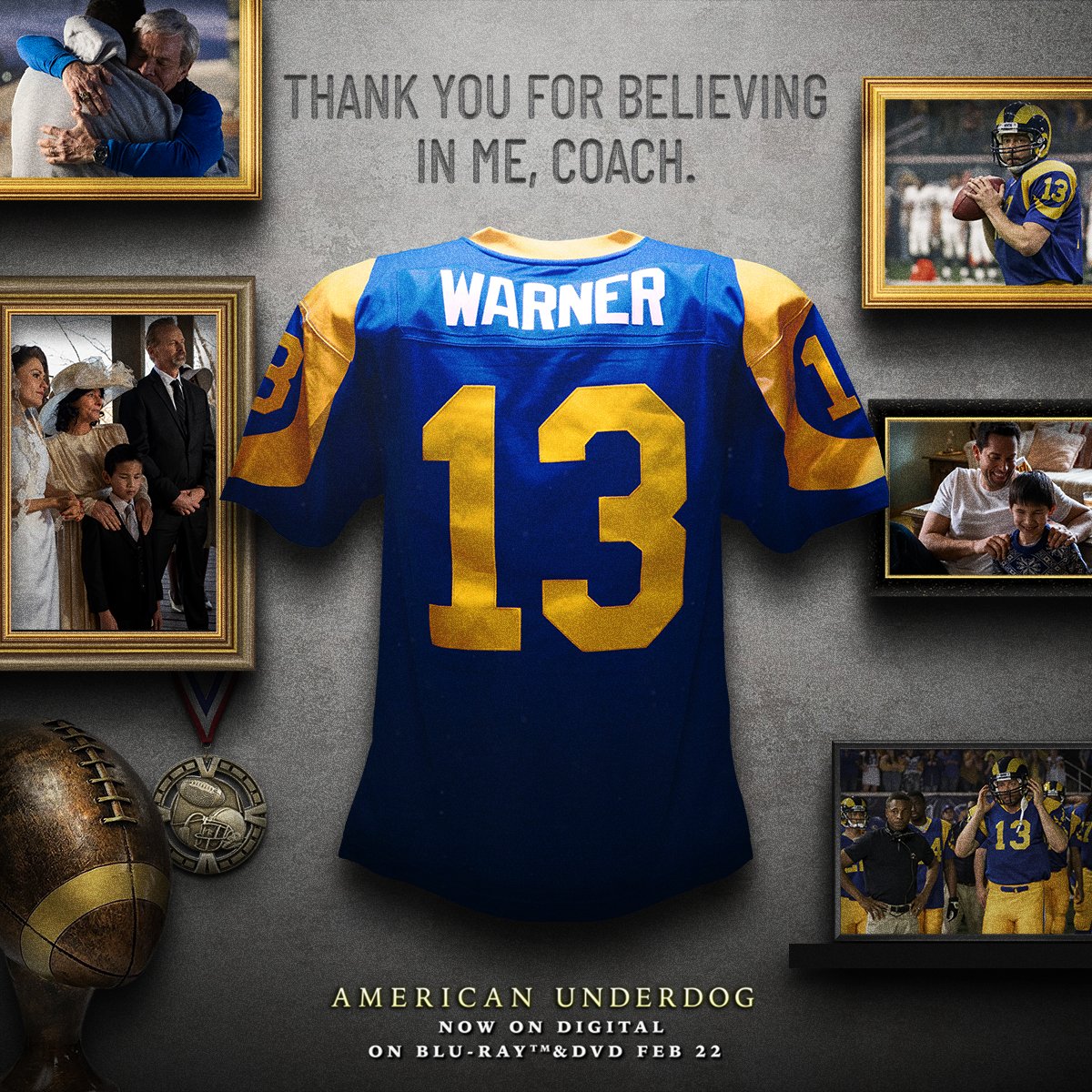 A legendary quarterback needs a legendary coach. AMERICAN UNDERDOG - Now on Digital.