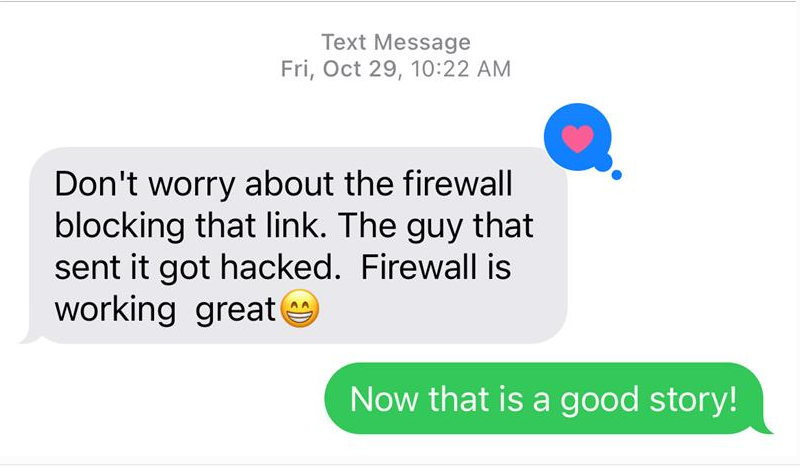 CloudSmartIT's tweet photo. We love getting these messages from our clients!! In a world where everything could be a security risk, CloudSmart IT has you covered!
#cloudsmartit #cybersecurity #yourbusinessrunsonIT #nohackersallowed #yourfriendsneedustoo #watchguardfirewallforthewin https://t.co/Qsbb8yOm9E