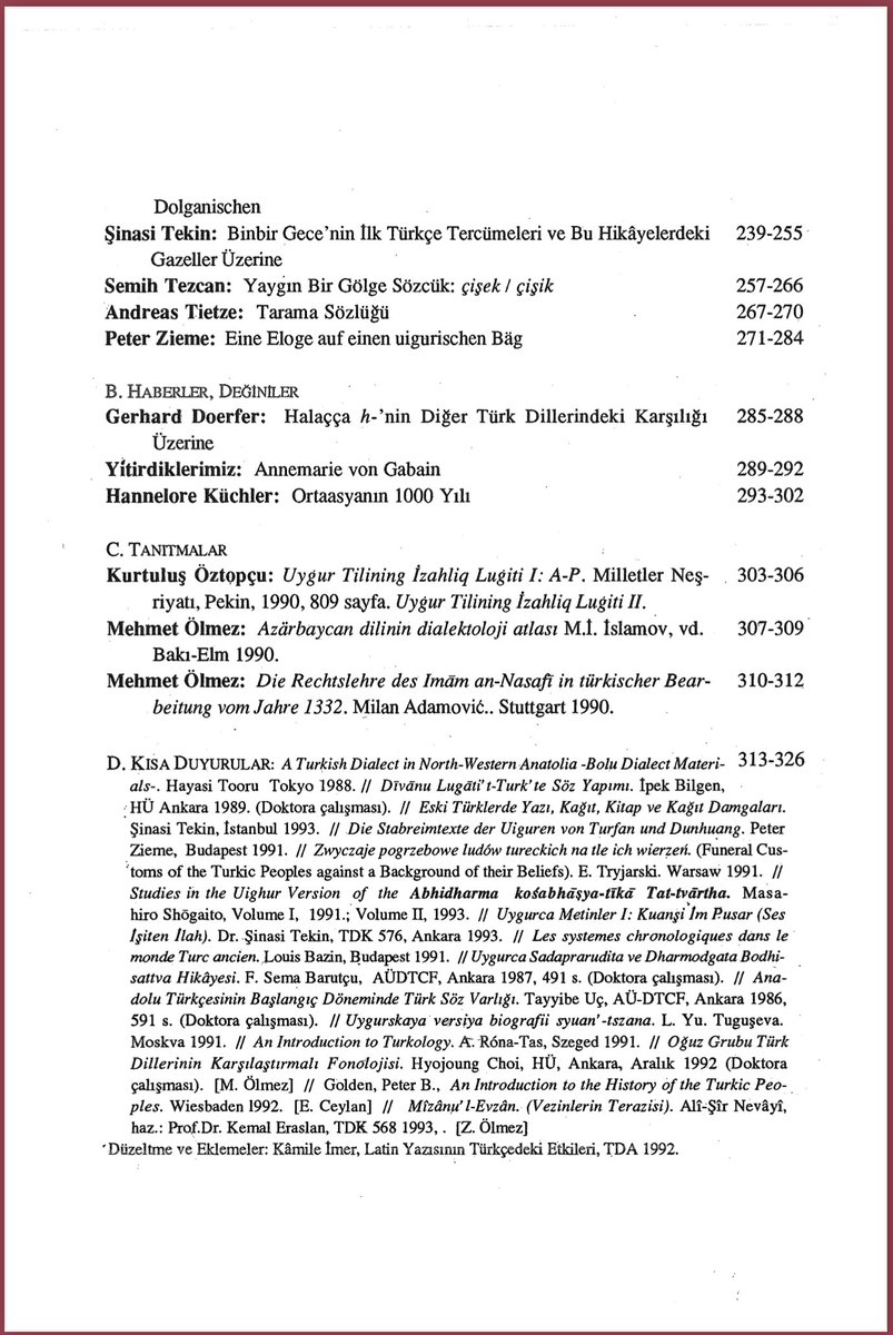 Türk Dilleri Araştırmaları dergisi (1993) 3. sayı.. Talat Tekin'in 65. doğum yılı dolayısıyla Talat Tekin Armağanı olarak yayımlanmıştır. Tüm yazılara erişim için ilaveten şu link ziyaret edilebilir: turkdilleri.org/turkdilleri/td…
#TurkDilleri #TurkicLanguages #OldTurkic