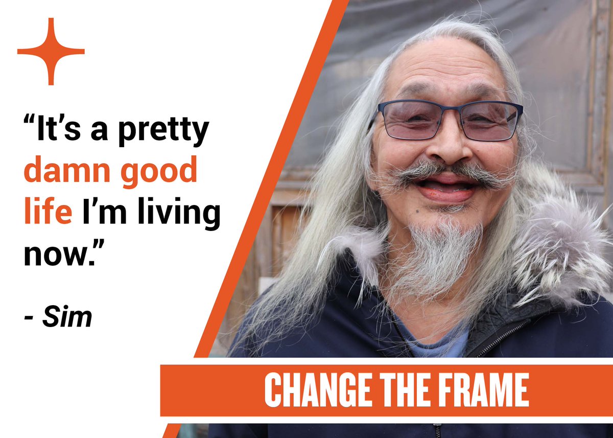 “It’s a pretty damn good life I’m living now!” 

Sim had been bouncing between shelters, the streets and emergency rooms for 17 years when he entered in the Managed Alcohol Program. He was self-medicating unresolved trauma from the abuse he suffered at residential schools. (1/3)