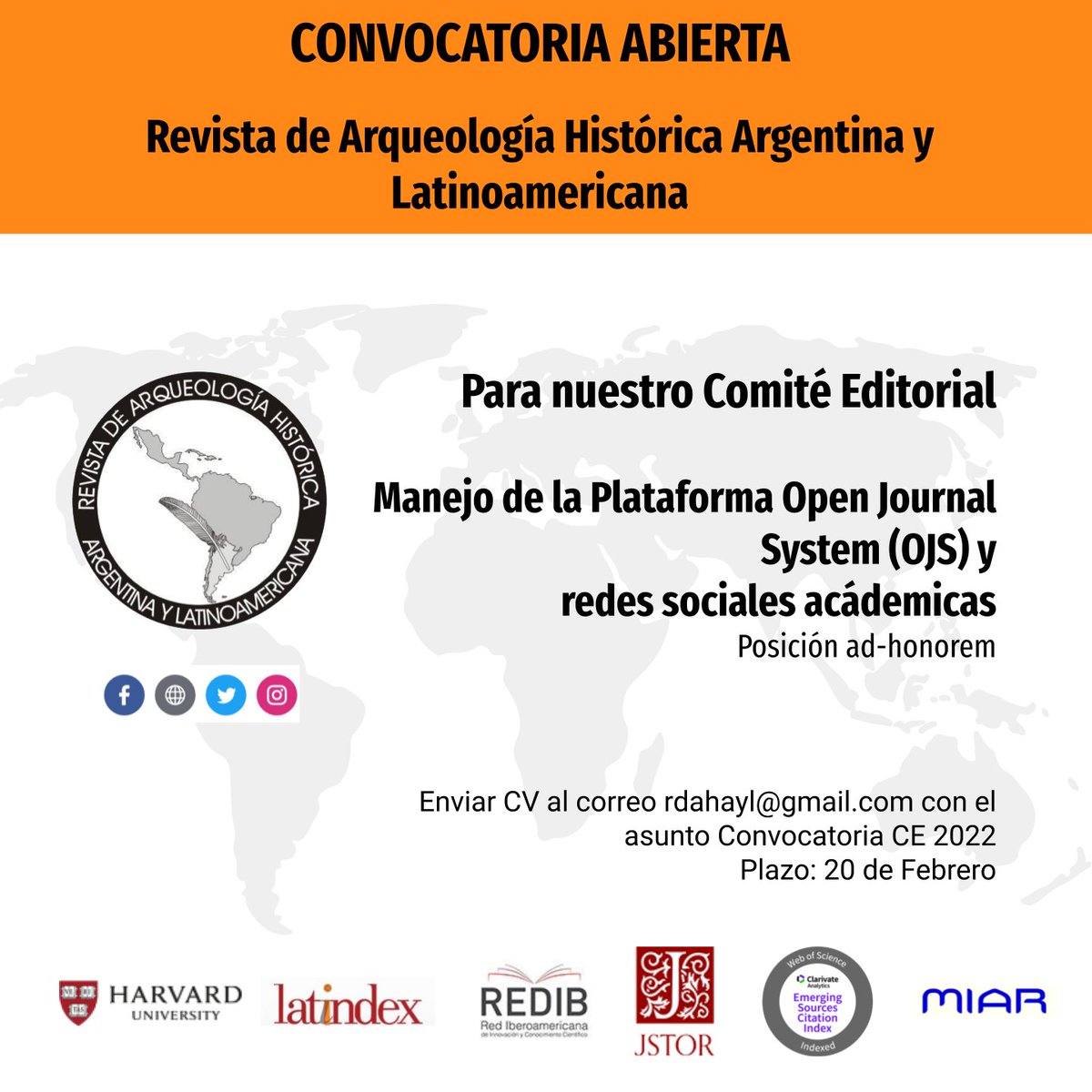 rdahayl's tweet photo. !Últimos dos días de #Convocatoria !
Si tienes conocimiento en manejo de la Plataforma #OJS y ganas de sumarte a nuestro equipo de trabajo, envía tu CV hasta el 20 de Febrero
Somos Open Source, parte de #Latindex #HarvardUniversity #jstor #REDIB, y con el apoyo de #AAPRA https://t.co/6upFbUjTpF