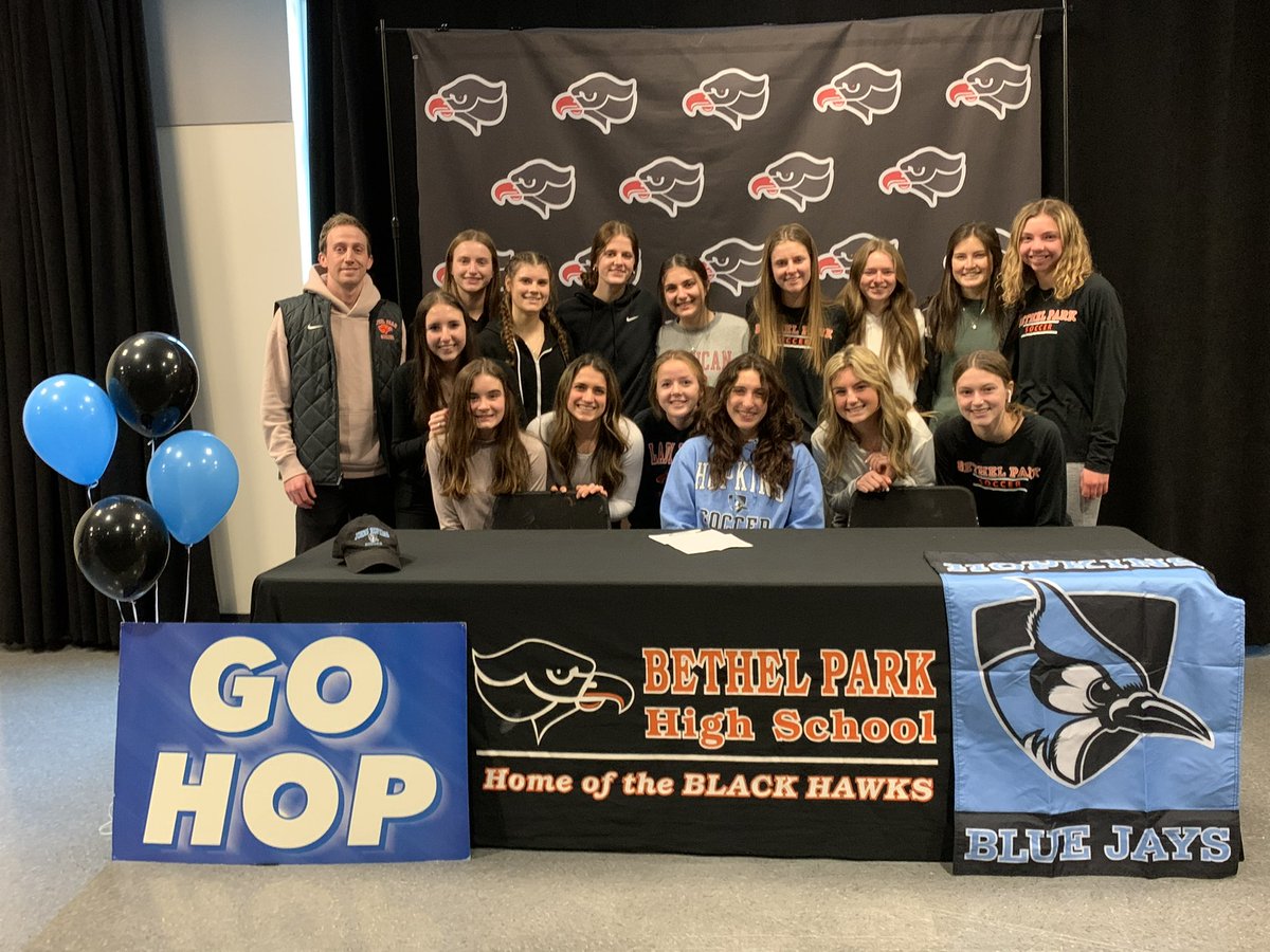 From Black Hawk to Blue Jay

🟠⚫️🟠⚫️   🔵⚫️🔵⚫️

Congratulations, Lily Gaston!!

<a href="/BP_BlackHawks/">Bethel Park Athletics</a> <a href="/HopkinsWSoccer/">Johns Hopkins Women's Soccer</a> 
#BPProud #GoHop