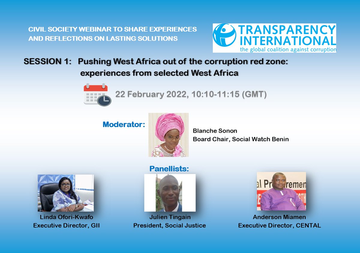 S_Kaninda's tweet photo. @GhanaIntegrity Executive Director, @YaaAnim will share her reflection on #Ghana's performance on the Corruption Perceptions Index over the past decade and what should be done to address the country's corruption challenges in a sustainable manner. https://t.co/dZGZrymlHA