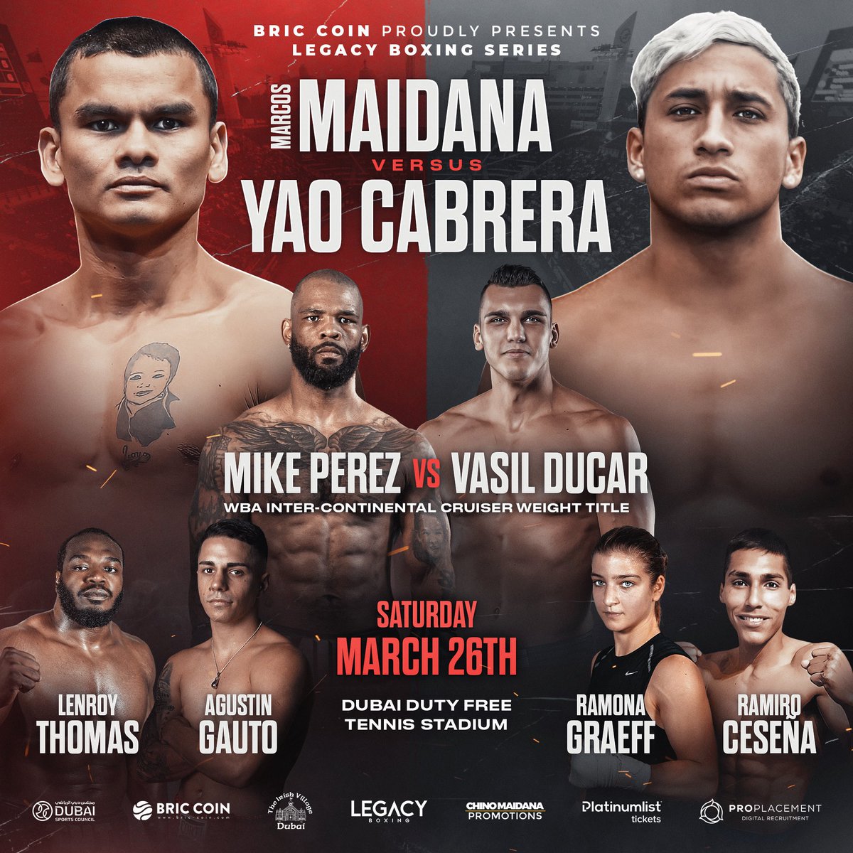 Chino Maidana is back and will headline the Legacy Boxing Series on March 26th in Dubai, UAE. @chinomaidanapro