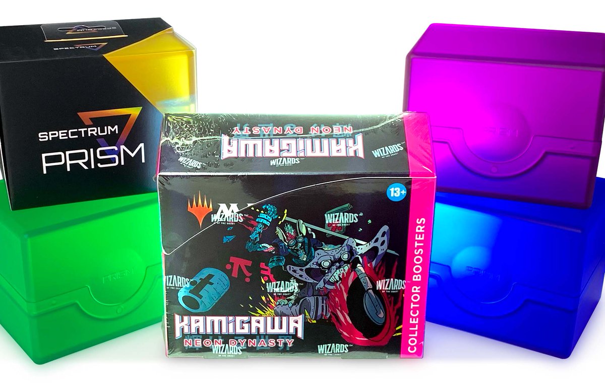 Follow and RT by Sunday, February 20th, for a chance to win these #MTGNeon Kamigawa Collector Boosters, and four Prism Deck Cases! One winner randomly selected Monday morning.