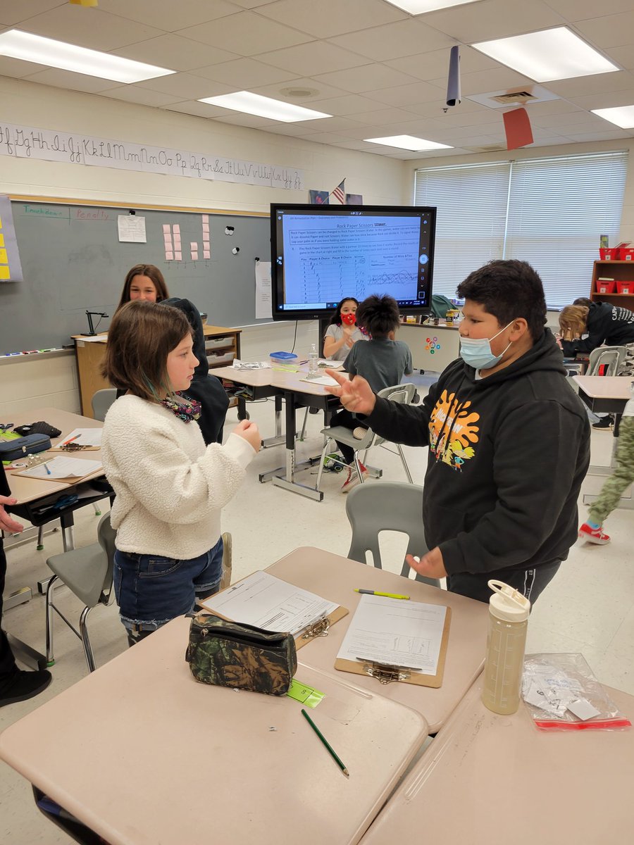 GregVeto92's tweet photo. A rock paper scissors tournament in class taught us more about sample spaces, probability and the fundamental counting principle with options. @CountrysideElem https://t.co/ye10zkCcsg