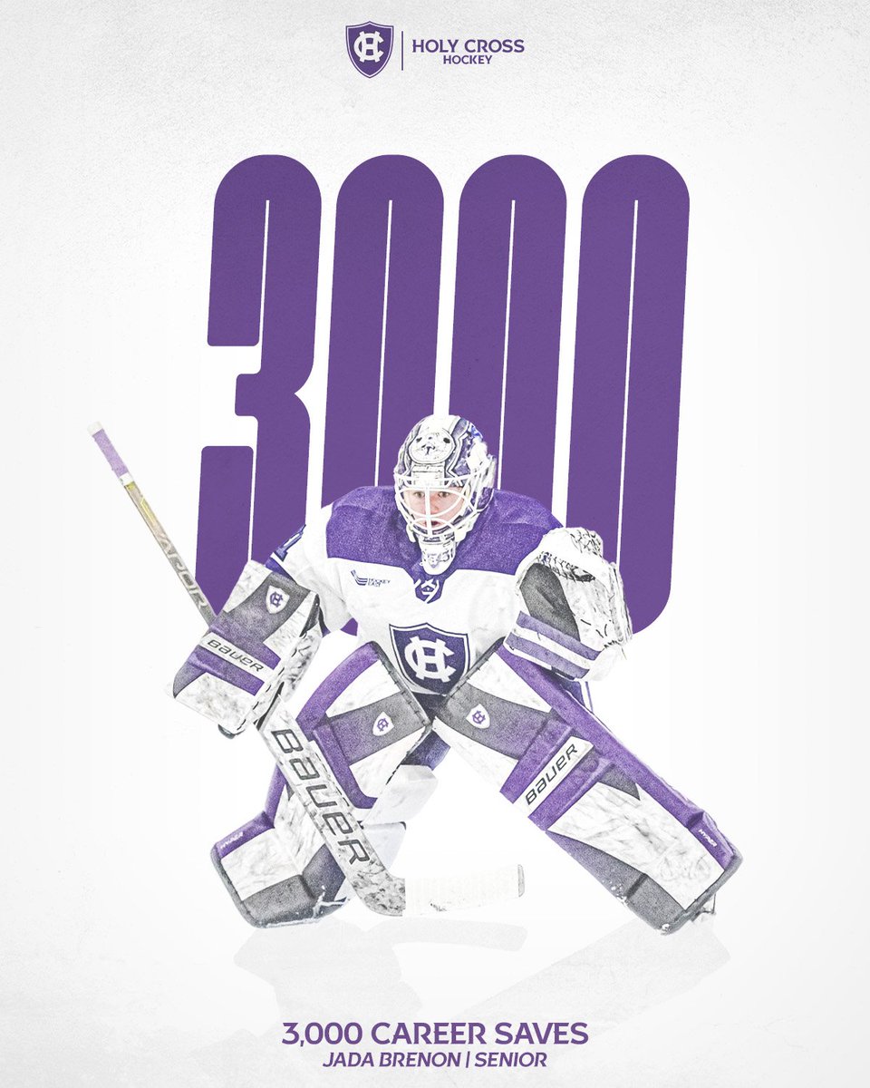 HCrossWHockey's tweet photo. 3K for number 3⃣1⃣.

@jadabrenon became one of three active goaltenders in Division I women's hockey to record 3,000 career saves after hitting the milestone this afternoon against Merrimack!

#GoCrossGo https://t.co/Jjj69bCkaI