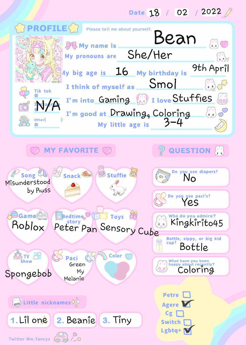 Little_Bean45's tweet photo. This Is me ^-^ Nice to meet you all I hope i can make some new friends! 💗 #LittleSpace #ageregression #SmallBean #Little https://t.co/JBj75zvWdi