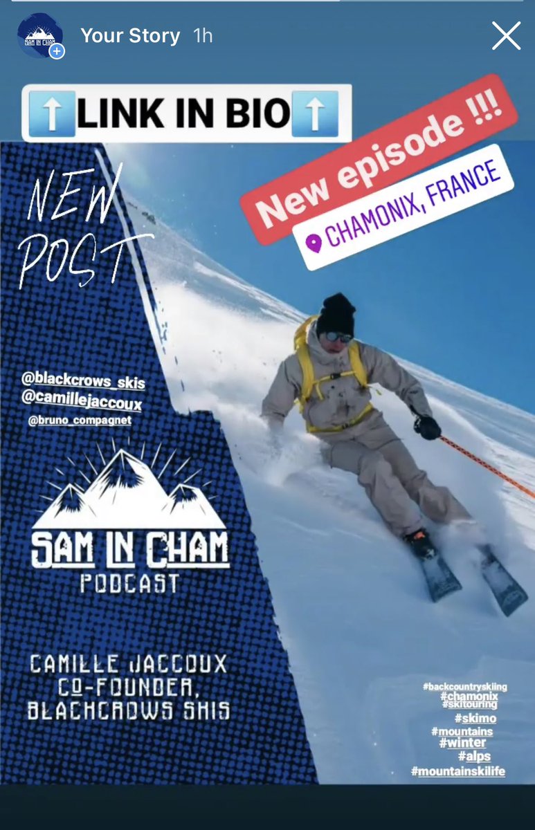 NEW EPISODE 
<a href="/camillejaccoux/">camille jaccoux</a> <a href="/blackcrows_skis/">black crows skis</a> 
Listen on <a href="/ApplePodcasts/">Apple Podcasts</a> <a href="/spotifypodcasts/">Spotify Podcasts 🎙</a> 
Sam in Cham @samincham_thepodcast 

#skiing #Chamonix #mountains #winter #mountainlife #blackcrows #ski #snow #skitouring #backcountry #skirando