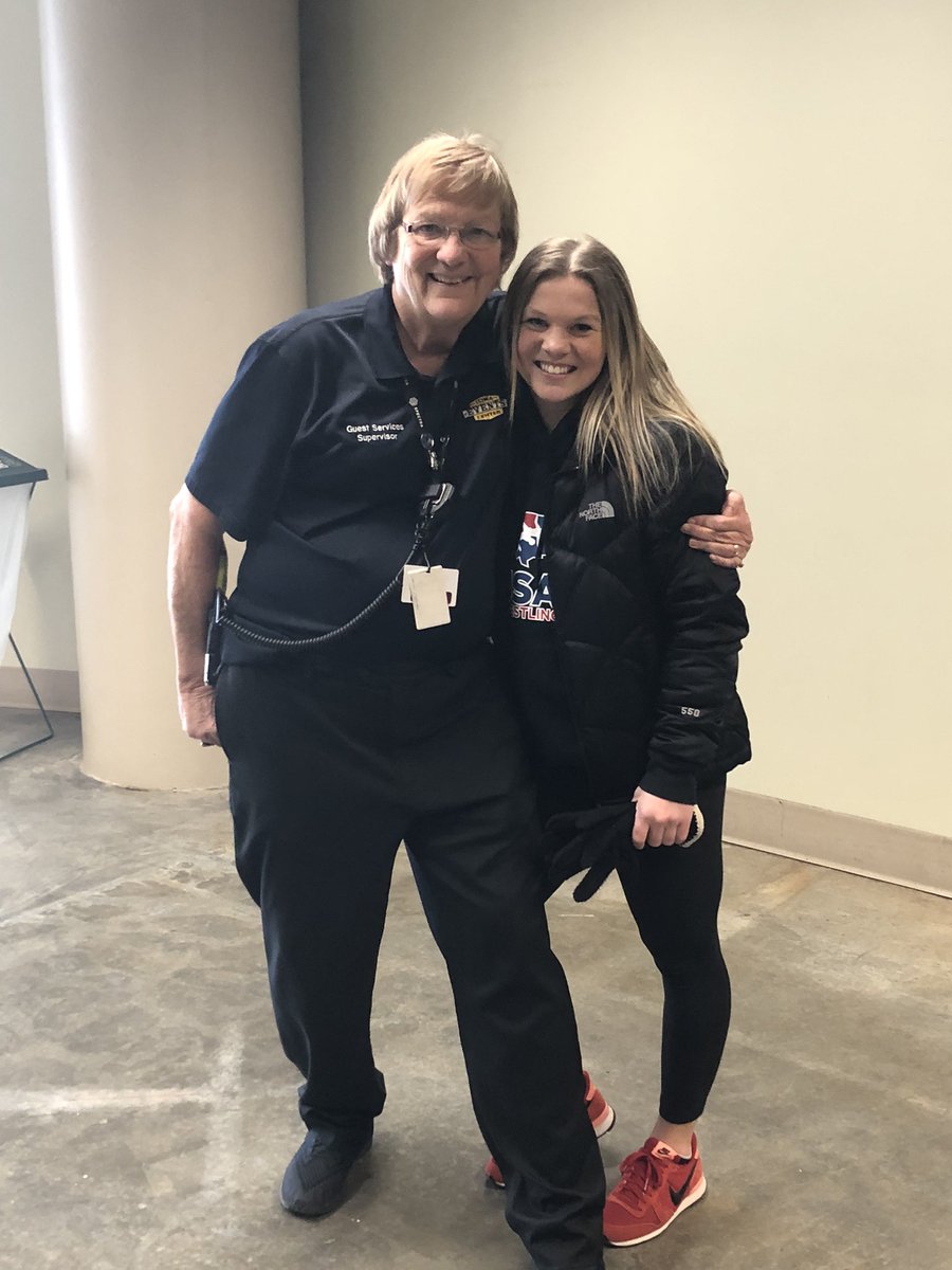 bruffridge1's tweet photo. If you've played in the @IGHSAU girls state 🏀 tournament you'll appreciate this picture.  @ERuffridge and LoJo found each other today at State Wrestling &amp; had to get a picture. They got to see each other quite a bit in 2015, 2016 and 2017 and developed a great friendship! https://t.co/6w2QBPHLaj