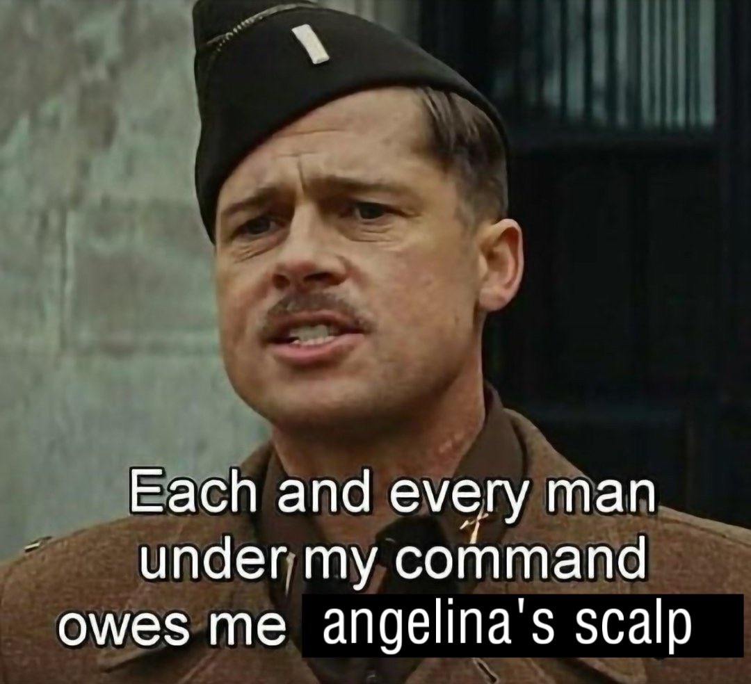Spoo_poo's tweet photo. when brad heard about angelina selling her stake in their jointly owned winery https://t.co/IKfoEZ9zKk