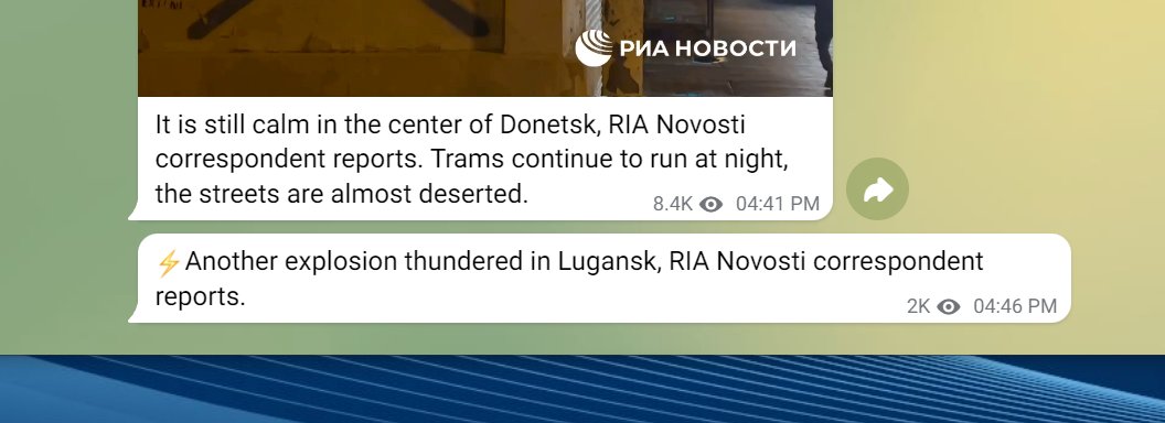 lookner's tweet photo. BREAKING: Russian state media now reporting a new explosion in Lugansk, eastern Ukraine https://t.co/1CMxY27qVi