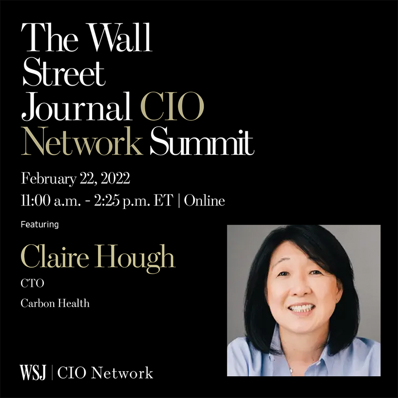 The pandemic changed how healthcare companies approach almost all aspects of patient care. Carbon Health’s CTO Claire Hough will be discussing this topic alongside <a href="/sujachandra/">Suja Chandrasekaran</a>, <a href="/commonspirit/">CommonSpirit Health</a>, Nader Mherabi, <a href="/NYULangone/">NYU Langone Health</a> &amp; <a href="/benashwell/">Ben Ashwell</a> at #WSJCIO Summit bit.ly/CIOFebSummit