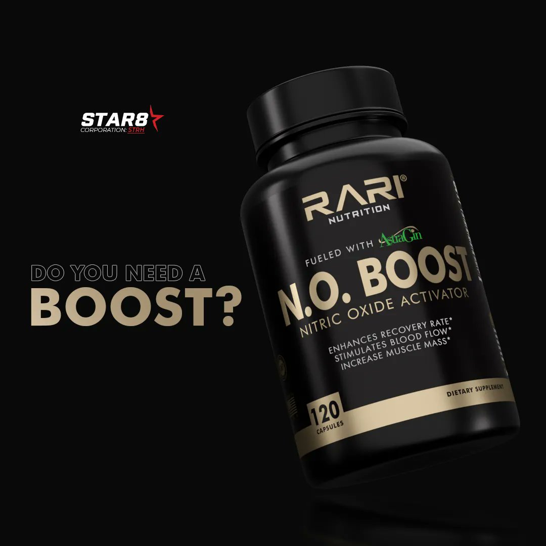 star8corp's tweet photo. Need a boost? 💪🏻 
Rari Nutrition's N.O. Boost helps increase your body's natural production of nitric oxide. This is crucial for performance, recovery, and overall health.

 #RariNutrition #recovery #preworkout #performance #supplementsthatwork #gymsupplements #musclebuilder https://t.co/M7UlwJ3mFn