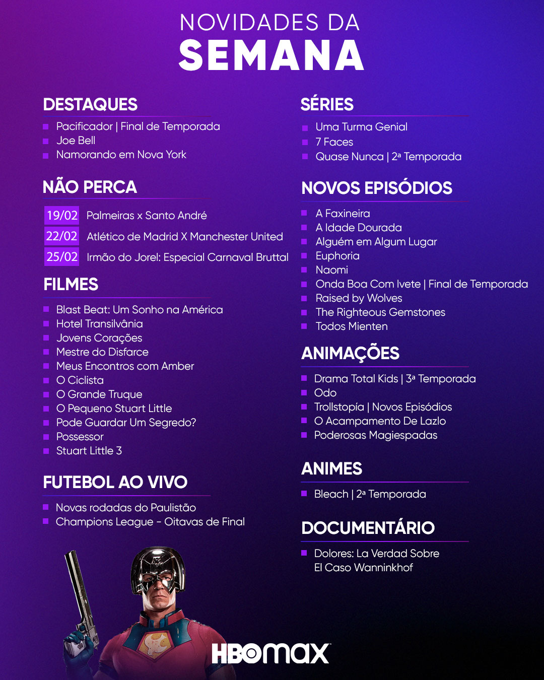 HBO Max Brasil on X: Atenção pra lista do que chegou nessa semana na HBO  Max 💃  / X