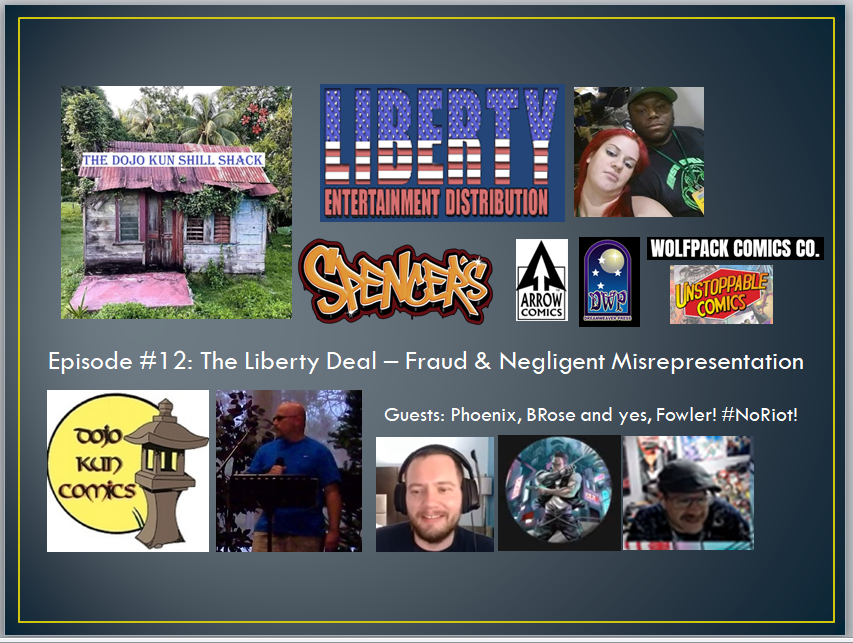 dojokuncomics's tweet photo. Sunday night at 9 pm EST - On The Dojo Kun Shill Shack we'll present my findings in the Liberty Entertainment Distribution Debacle! Join @PhoenixAnimati1, @BlackRoseComix and YES, send up the Matt-Signal (@dubois_fowler) #NoRiot https://t.co/Ow0aVMCZJc https://t.co/jzCEFR8JhV
