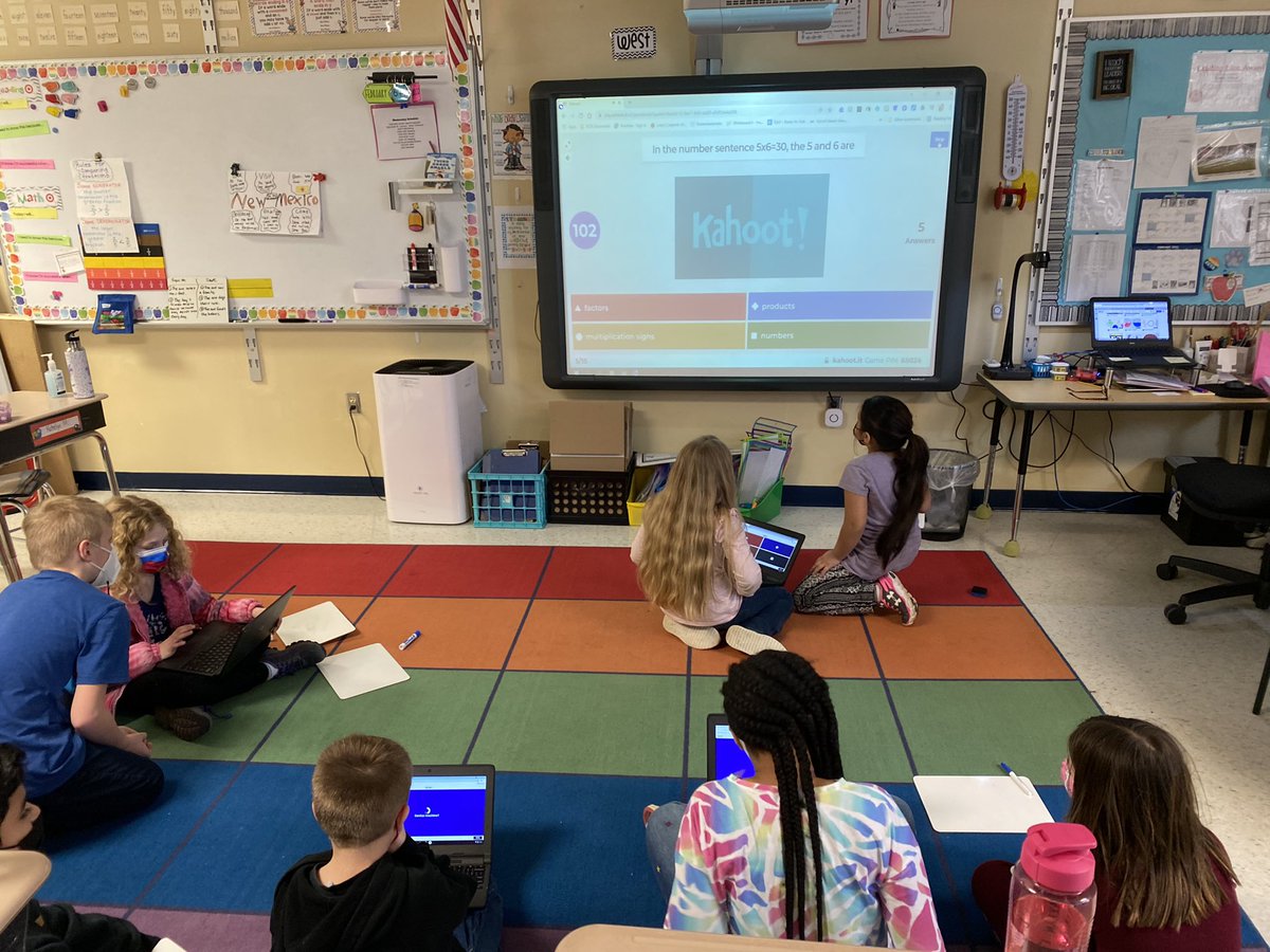 FCPS_SWilson's tweet photo. Reviewing multiplication and division with a partner using Kahoot always makes learning engaging and fun!@CMESLions https://t.co/96wbwytYUa