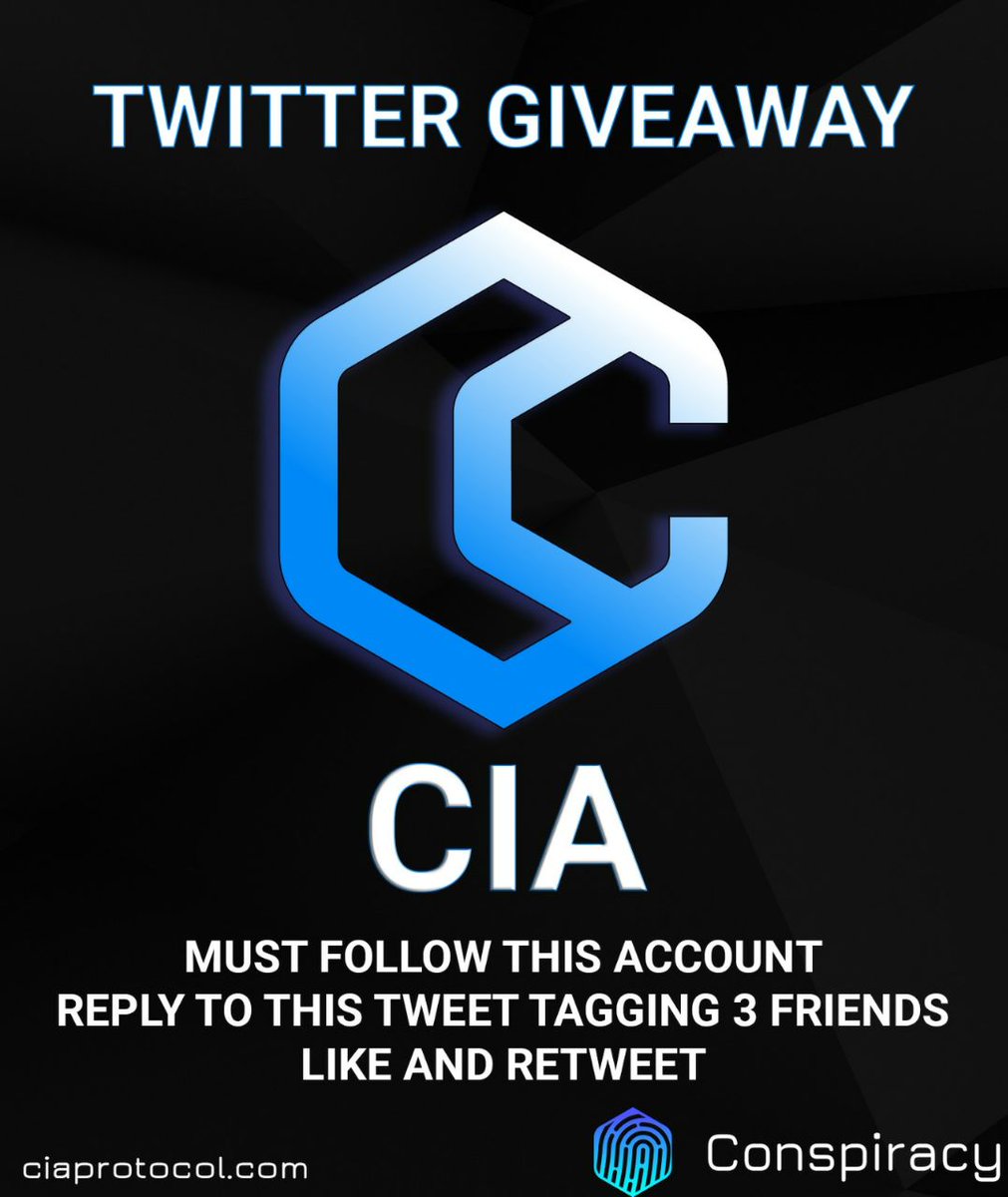 We're also offering another chance to win a further $2500 in $CIA 👀

To enter:
🏴 Just tag 3 friends in the comments 
🏴 Must LIKE &amp; RT
🏴 Must be following <a href="/CIAProtocol/">$CIA</a> to win 

* Ends Monday 21st Feb 21:00 UTC
