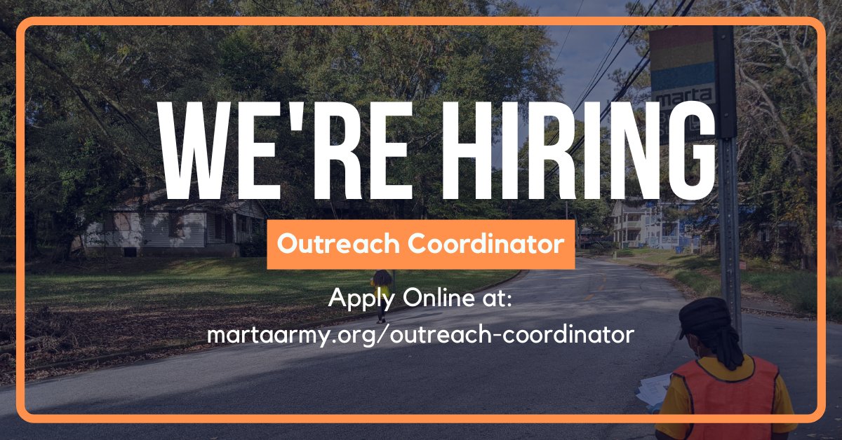 MARTAarmy's tweet image. New transit job alert! We're looking to hire an Outreach Coordinator to organize and lead events to inform MARTA riders about upcoming changes in the transit service and how they can engage with MARTA and local jurisdictions. Apply online at martaarmy.org/outreach-coord…