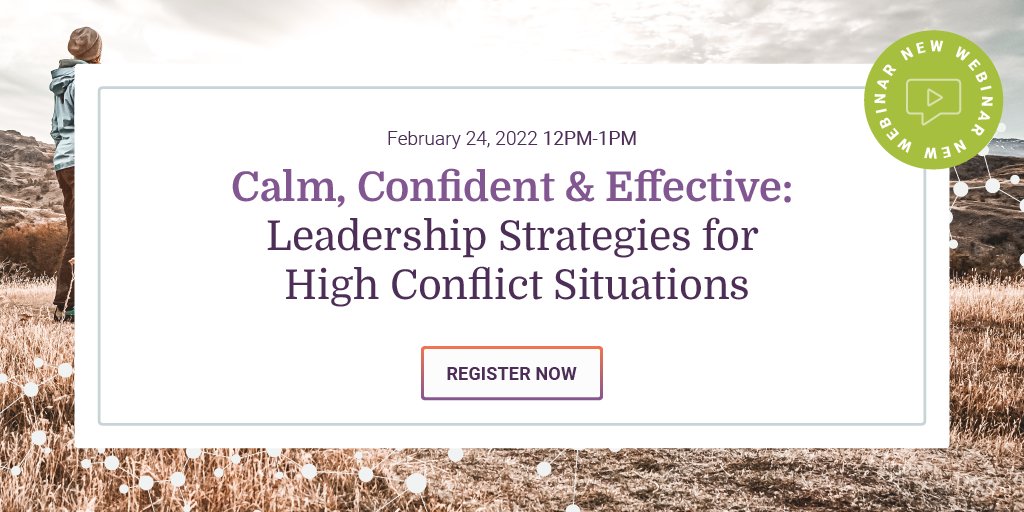 Trying to make sense of the onslaught of high conflict situations in the workplace these days? 

Join our 1-hr session: Webinar: Calm, Confident &amp; Effective: Leadership Strategies for High Conflict Situations

Register here:  bit.ly/34QtQCk 
#LeadershipStrategy