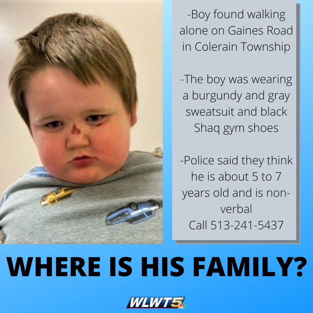 KEEP SHARING! Officials in Colerain are still searching for the family of a boy who was found walking alone. It's getting late in the day and still no one has come forward. Learn more: bit.ly/3BAaE8g