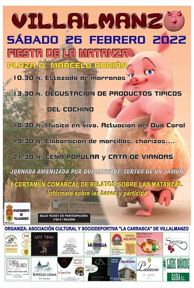 <a href="/Villalmanzo/">VILLALMANZO</a> 2022 
El sábado 26 Fiesta de la matanza.
#Villalmanzo