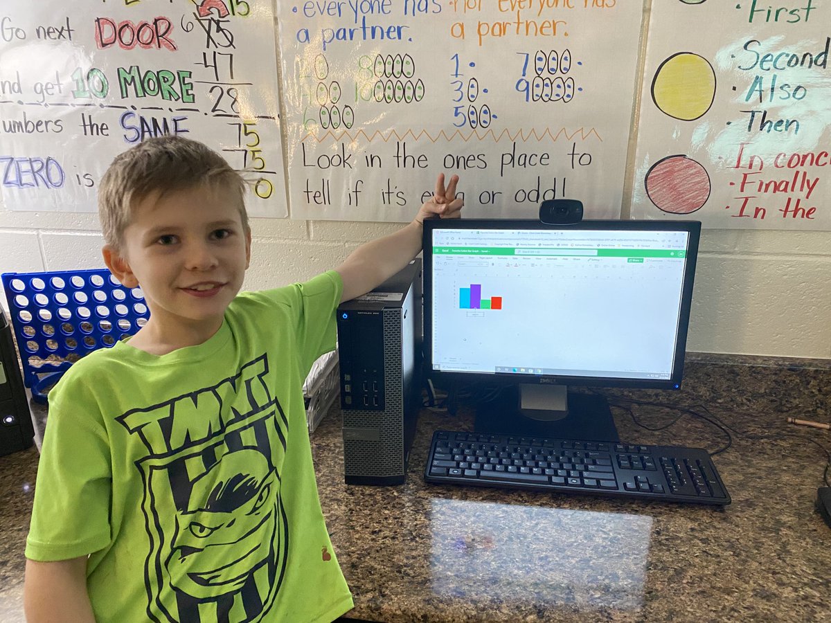 We used Excel this week to create Bar Graphs.  They can’t wait to make more after our break.  #ccsdconnectED22, ⁦<a href="/ClarkCreekSTEM/">Joey Moss</a>⁩, ⁦<a href="/LoriStuart2/">Lori Stuart</a>⁩