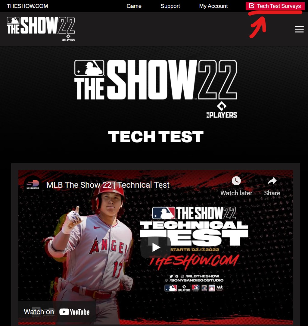 We need your feedback! If you've been participating in the Tech Test for MLB The Show 22, please consider taking the surveys found in the top-right corner of theShow.com. You will need to first be logged in for it to appear.
mlbthe.show/22TechTest