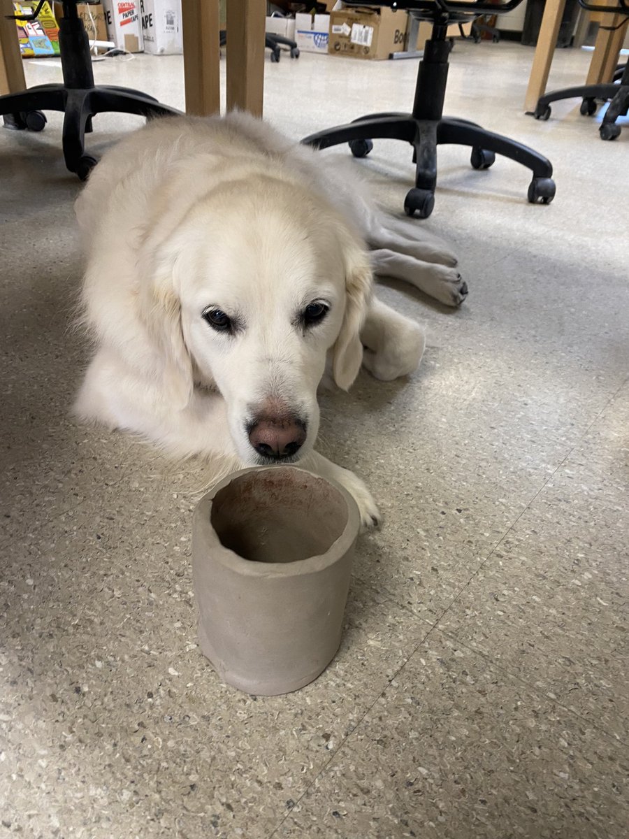 Therapy dog doing art therapy? Love spending my Friday with <a href="/Ryan5art/">ArtCrowley</a> 🎨🐶 <a href="/GrayslakeNorth/">Knight Pride</a>