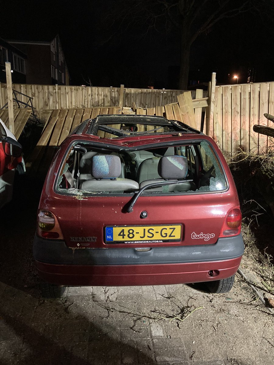 Rollfoto's tweet photo. Boom viel op autos @Apeldoorn @Herbergiershorst #Eunice #storm https://t.co/y5mFfW0ljM