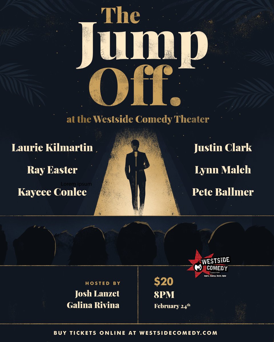 JumpOff_Comedy's tweet image. Very excited for our lineup this Thursday! Grab tickets at loom.ly/314HMis (Use code "JUMP5FB" for $5 off!)

@anylaurie16 @iamrayeaster @kayceeconlee @justinhclark @HeyLynnMolly @peteballmer @westsidecomedy
