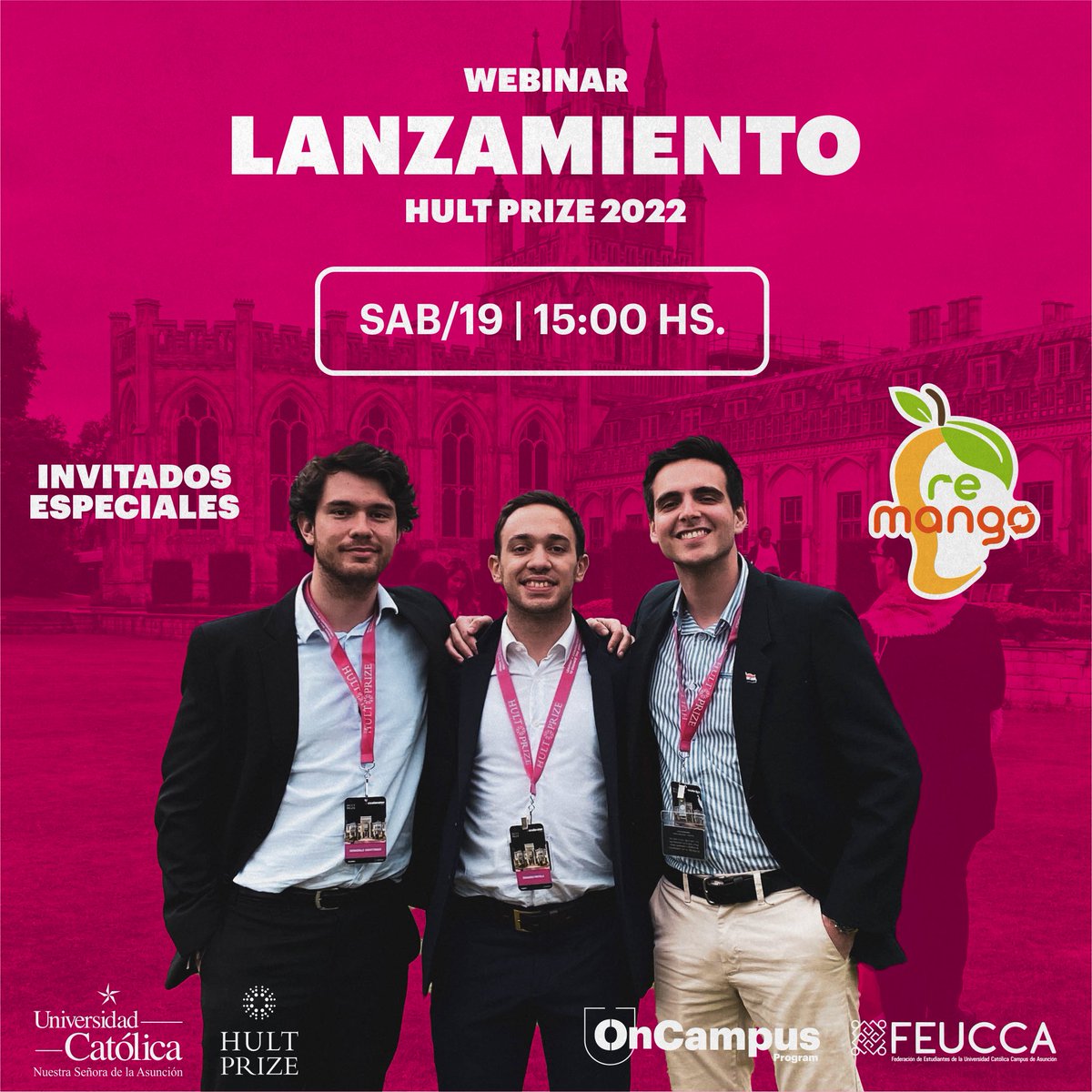 MAÑANA‼️

Te esperamos para el lanzamiento oficial del Desafío Hult Prize 2022 con invitados especiales finalistas del programa global, #Remango 🥭🤩

🗓 Sáb, 19/Febrero
🕒 15:00 hs.

🌐 Enlace en el link de la bio el día del evento

#HultPrize #HP22 #oncampus #Entrepreneurship