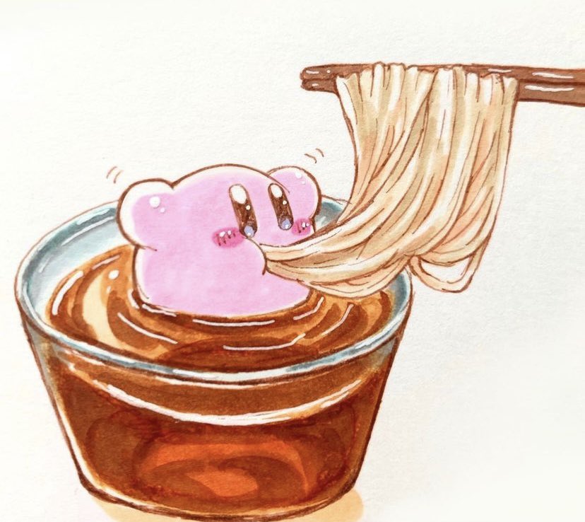 カービィ 「Kirby eats the somen so hard. 」|あらもん@カービィのイラスト