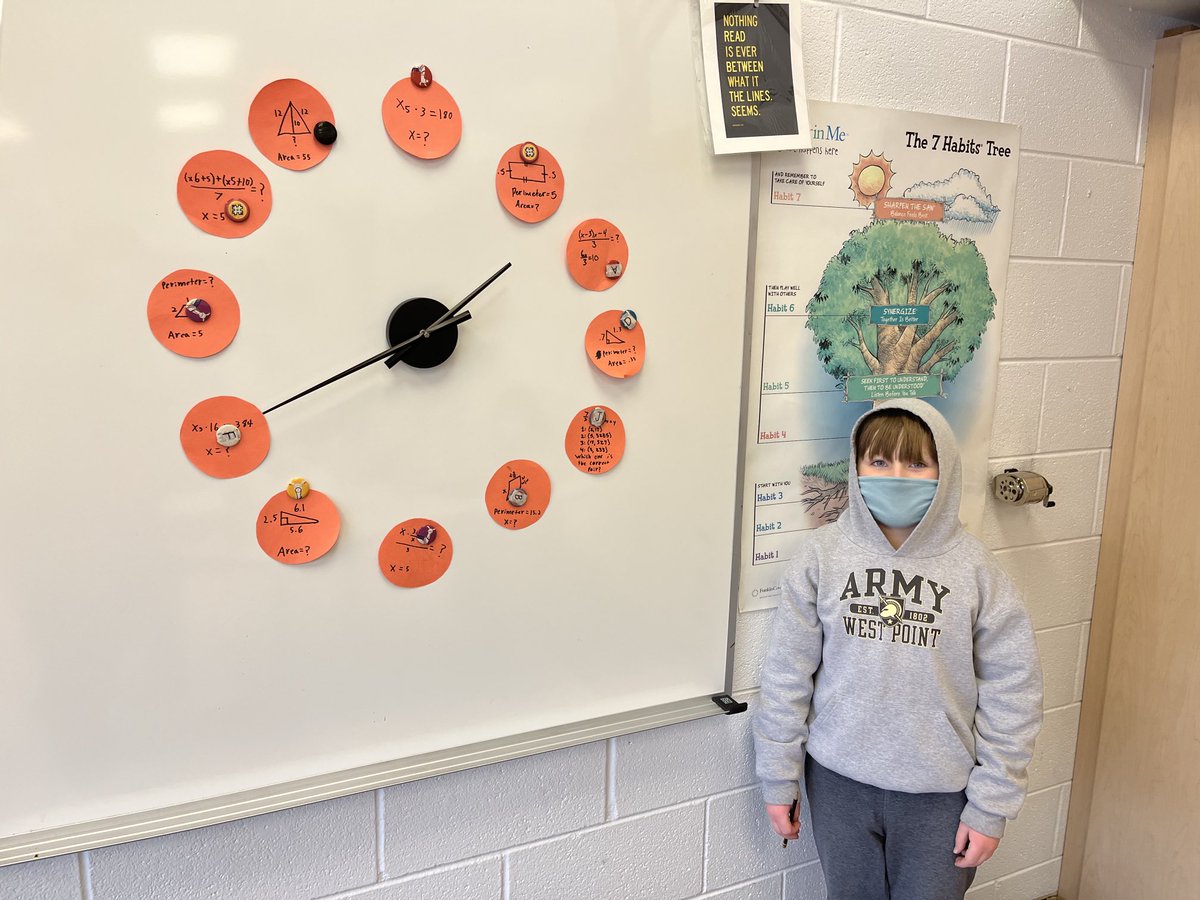 Becket did an awesome job of coming up with math problems for the class to solve and fill in our classroom clock! #kip109 #dps109