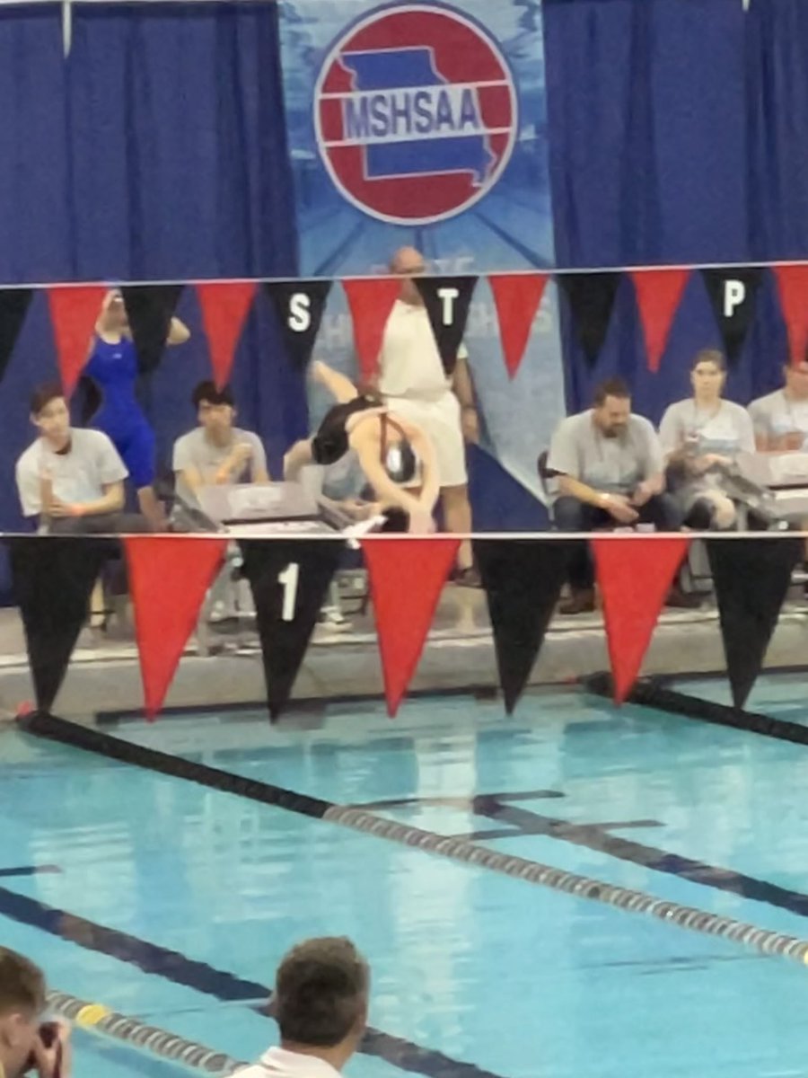 Rock Bridge’s lone individual entrant this year, Campbell Deneke goes 25.79. One more event for the senior! #TeamCOMO #StateSwimming