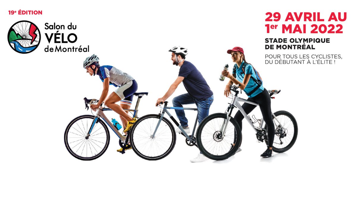 Le Salon du vélo de Montréal aura lieu du 29 avril au 1er mai 2022.
Vous pouvez vous procurer vos billets dès maintenant au lien suivant: bit.ly/3ENX9m0 #vélo #salonduvélo