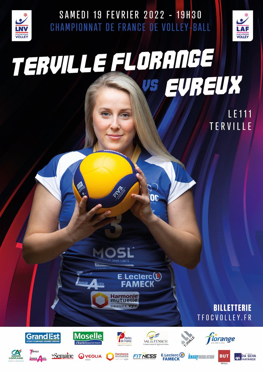 ‼️ JOUR DE MATCH ‼️
🔵⚪️ TERVILLE FLORANGE vs EVREUX⚪️🟣
👉 samedi 19 février 19h30 - LE111 Terville

✅Billets en ligne : tfocvolley.fr/tfoc-vs-evreux 

📄Programme du match : fr.calameo.com/read/006427094…

📺 Match diffusé sur LNVTV