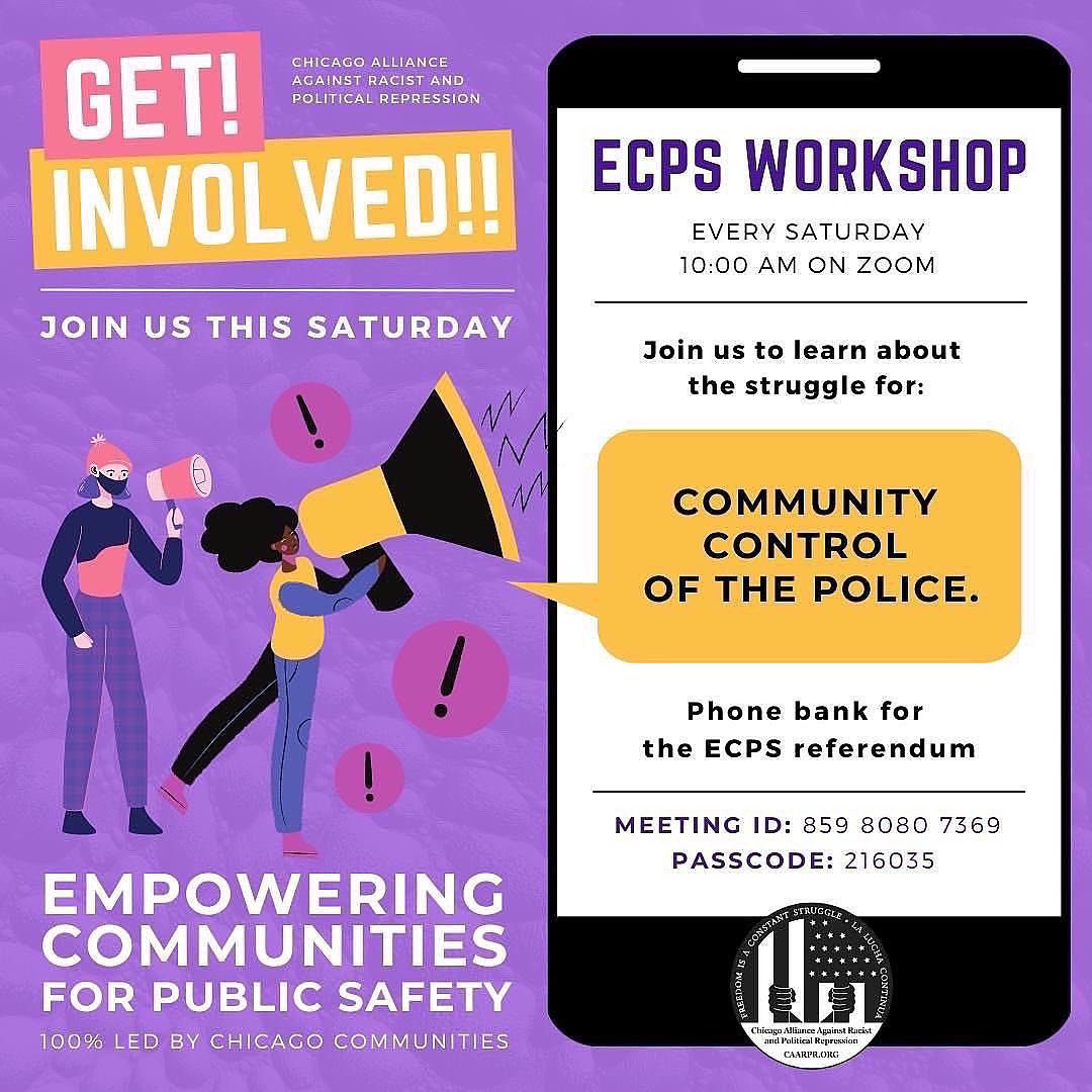 CAARPRNow's tweet photo. Reminder to tune in tomorrow morning at 10 AM for the ECPS workshop. The struggle for community control of the police is growing stronger, find out how to get involved. #StopPoliceCrimes #ECPS #EndPoliceTerror #CommunityControlNOW https://t.co/3OjUERyMxi