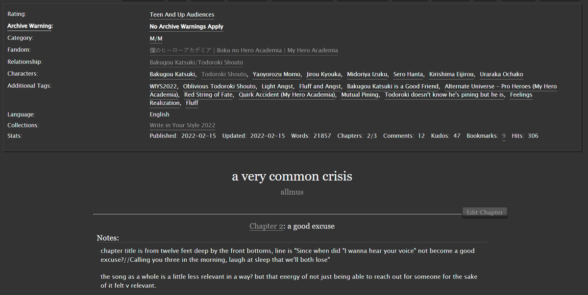 AllmusAO3's tweet photo. posted chapter 2 of my @wiys2022 fic 💜 more gay disaster bakugo + soft caring tdbk  https://t.co/WULmDV4XWk https://t.co/oO8IioeTGj