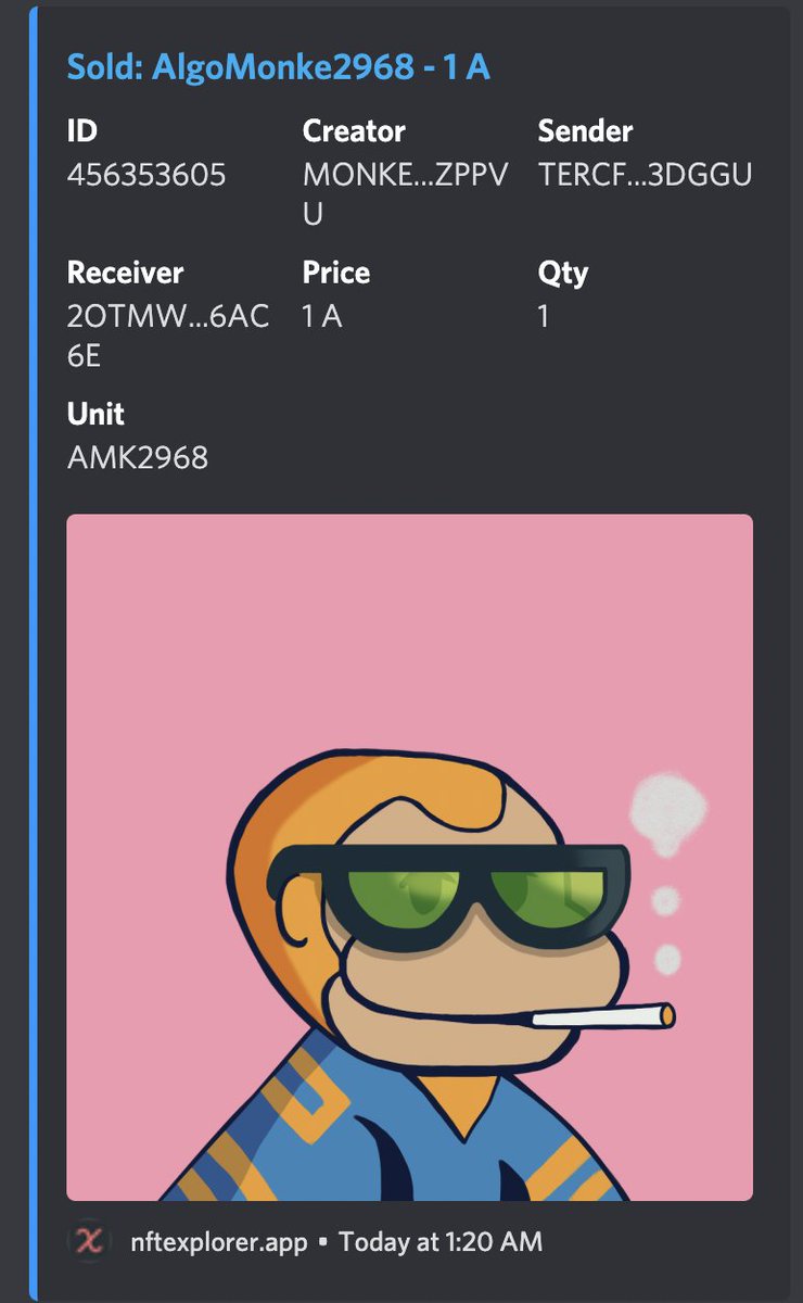 You might have noticed all the 1A transactions of the same monke on our discord sales channel. You might have also noticed this monke belongs to our backend developer Egeka. 

This is just him testing atomic transactions on <a href="/algodrop/">Algodrop (Archive)</a> 

Good news -> they show up on <a href="/nftexplorerapp/">NFT Explorer</a>
