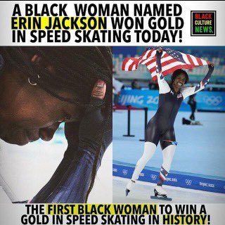 Black History Month Fact #BHM  Erin Jackson became the first black woman to win Olympic Gold in Speed Skating ✨ cbsnews.com/video/erin-jac… #UnstOHPAble