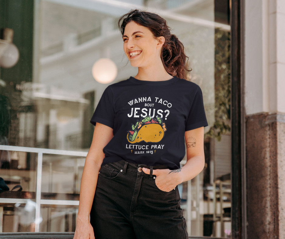 Merchqueenshop's tweet photo. Wanna Taco Bout Jesus? Cute Christian Shirt for Kids, Youth, Men and Women | Funny Christian t-shirt for women.

Check it here: https://t.co/kmQFhbIMdK

#Christian #Christianshirt #casualstyle #clothing #shirt #religiousshirt #christianshirt #blessthelord #christianityshirt https://t.co/5UurBlOkkF